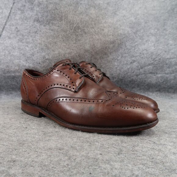Allen Edmonds Shoes Mens 9 Oxford Cap Toe Brogue Wingtip Classic Hinsdale Brown - Picture 1 of 16